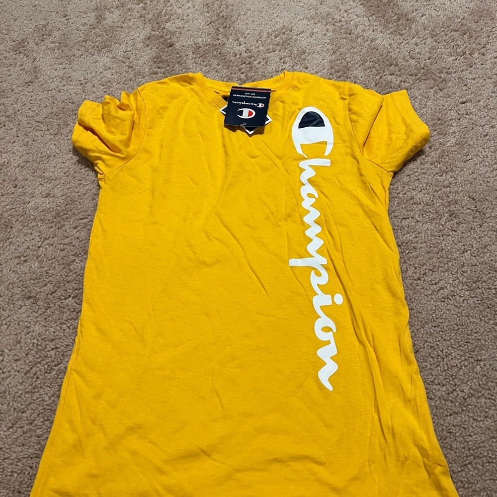 Champion Golden Yellow Tee with White Logo